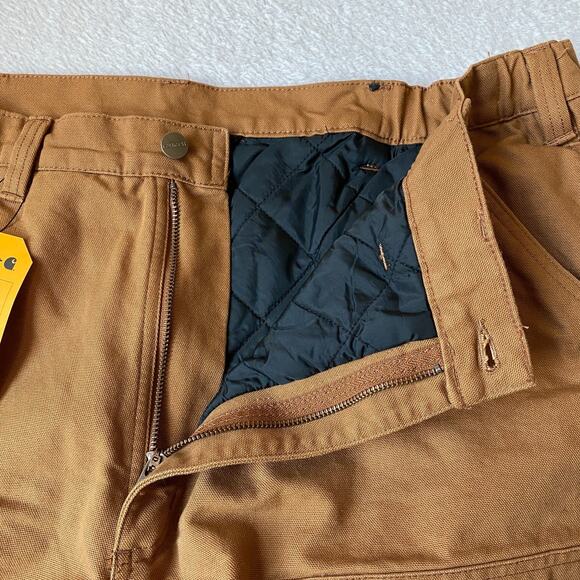Carhartt Washed Duck Insulated Pant Men XL Tall Brown Zip Leg Carpenter Workwear - Picture 7 of 16